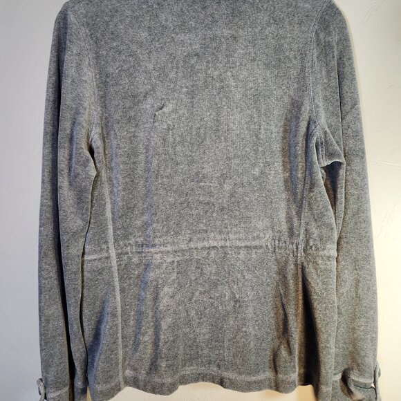Shanghai Red Gray Soft Knit Zip‎ Front Tie Waist Sweatshirt Size Small - Picture 6 of 7